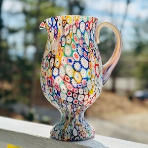 VINTAGE MURANO Fratelli Toso Millefiori Mosaic Glass Pitcher